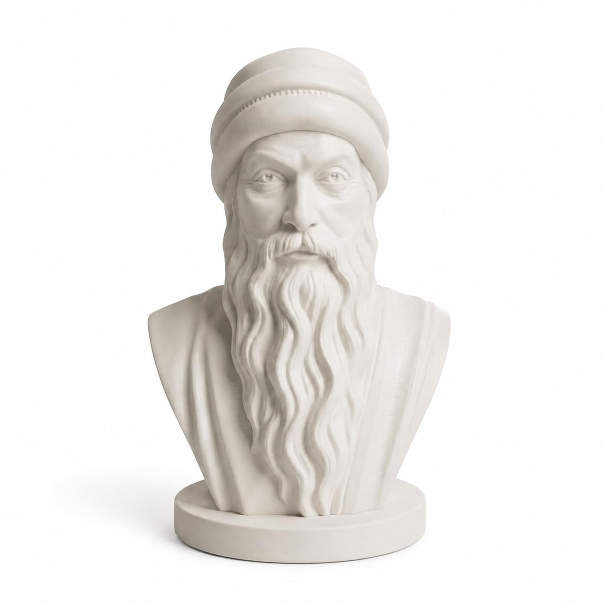 White Osho bust with round base
